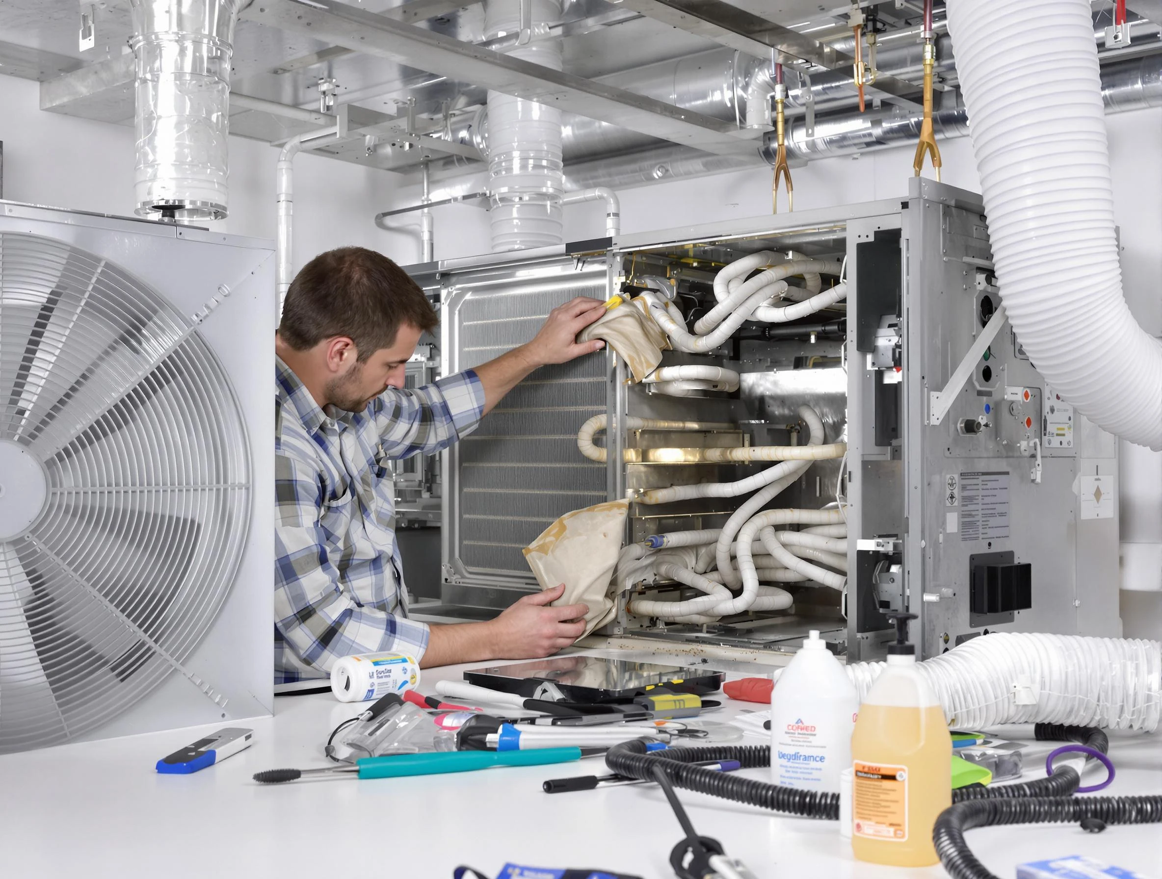 Pelham Air Duct Cleaning specialist performing precision AC coil cleaning in Pelham