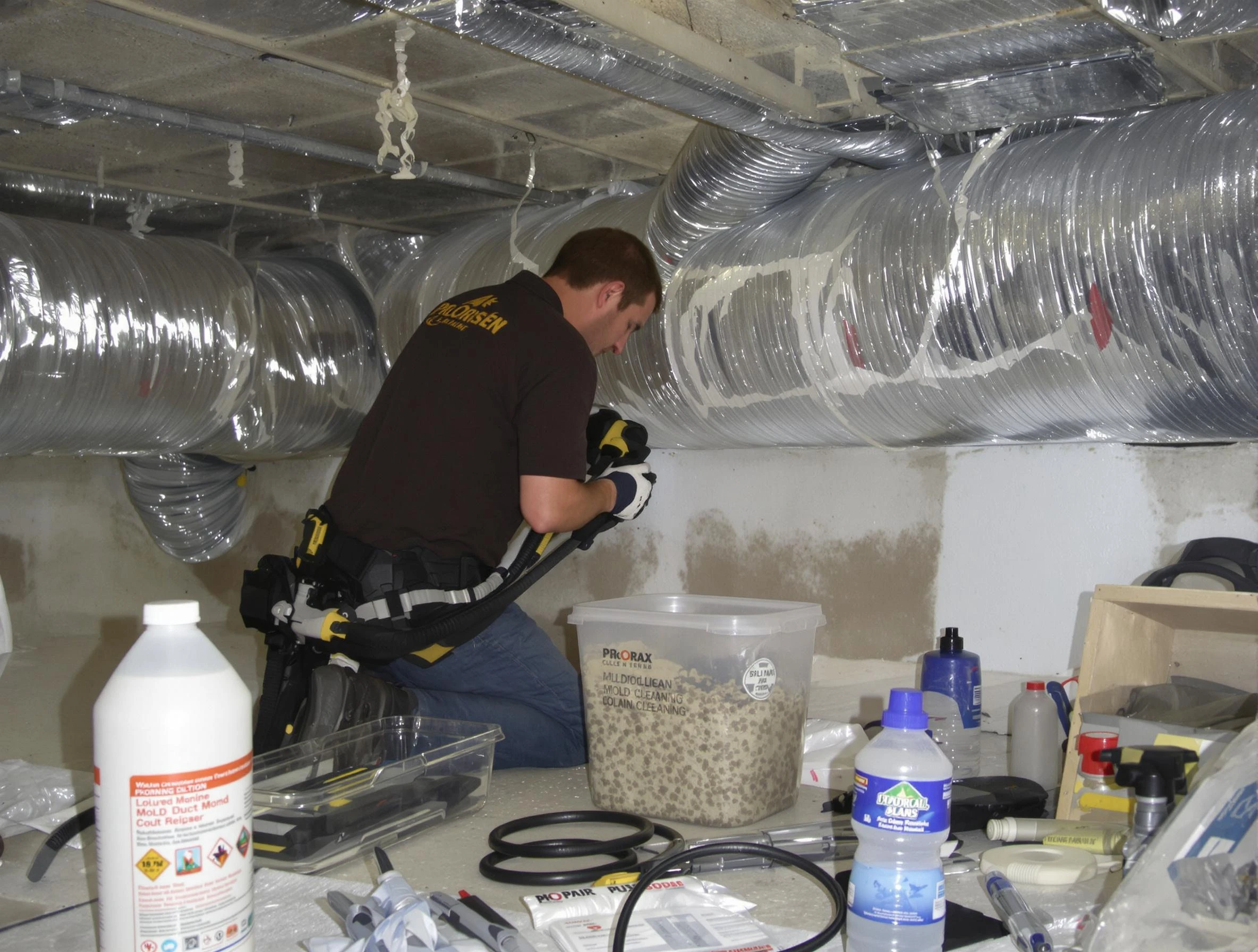 Pelham Air Duct Cleaning specialist performing professional mold removal from air ducts in Pelham