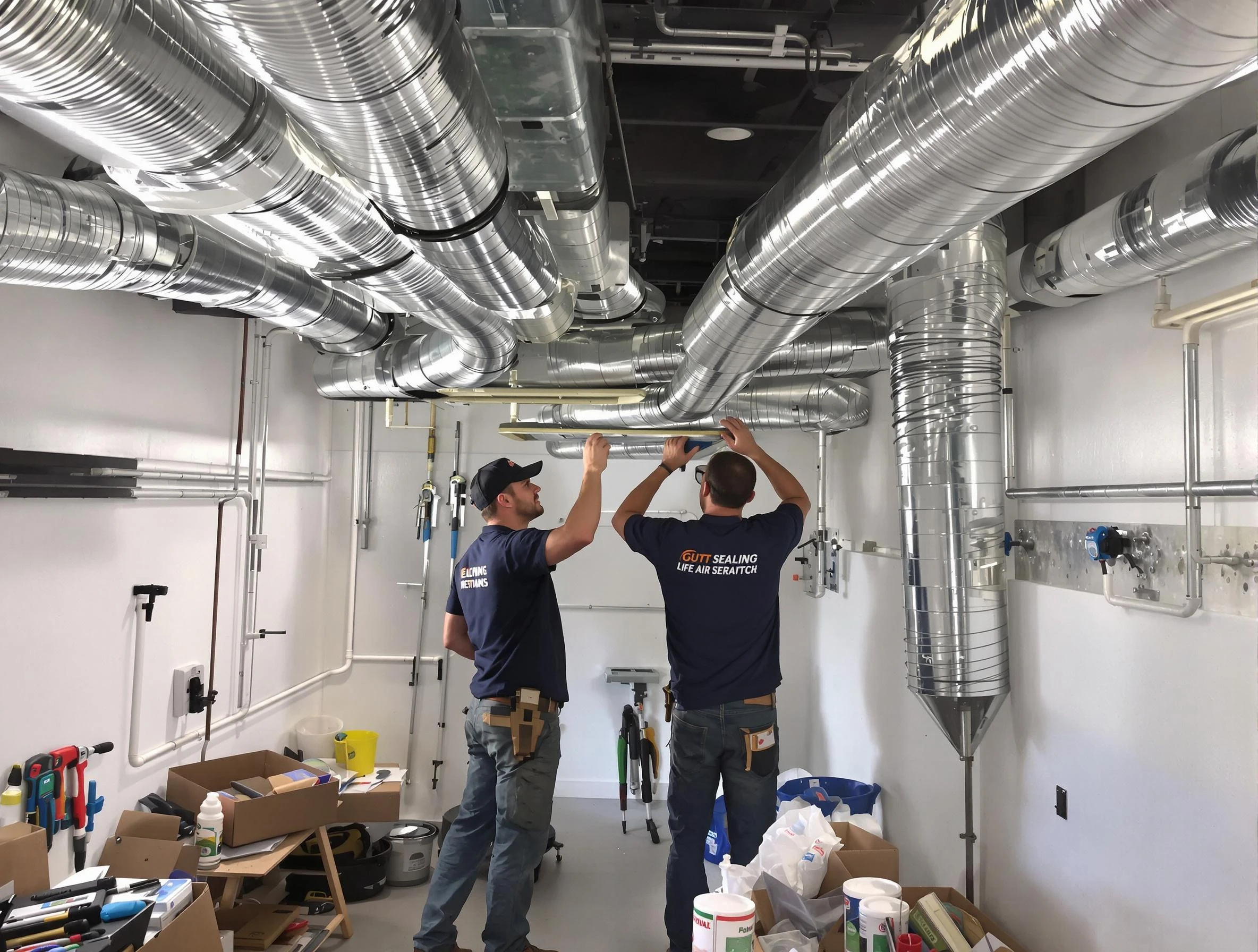 Pelham Air Duct Cleaning technician applying professional duct sealing solutions in Pelham
