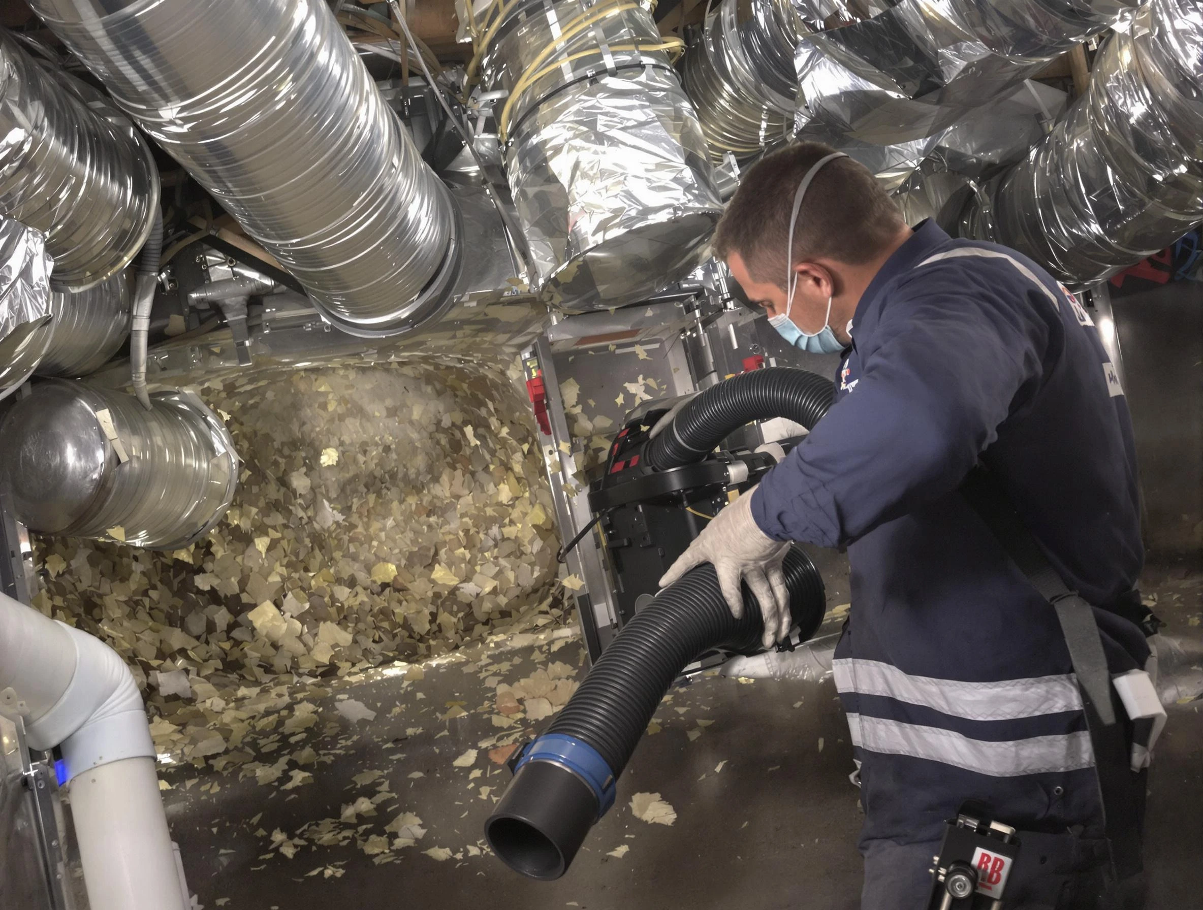 Pelham Air Duct Cleaning specialist operating negative pressure cleaning equipment for thorough duct maintenance in Pelham